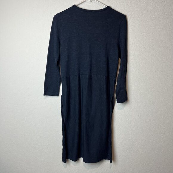 Akemi + Kin Dress Womens Medium Navy Embroidered Knit Boho Midi 3/4 Sleeve - Picture 6 of 8